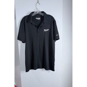 Nike Milwaukee tools black polo performance shirt embroidered logo men's large